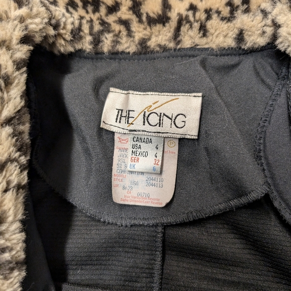 Vintage 90s THE ICING faux fur collar and cuffs two-piece suit pencil skirt sz 4 - Picture 7 of 14